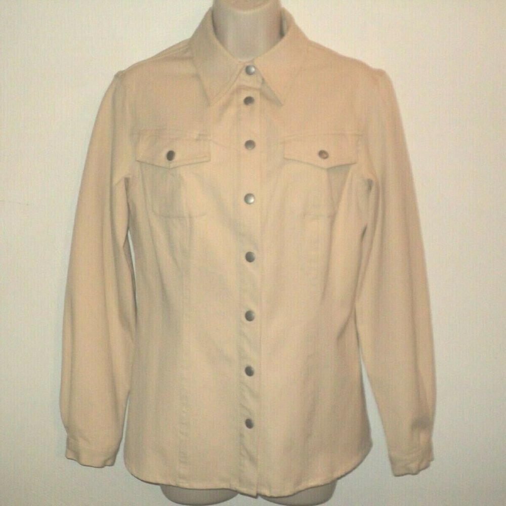 Votre Nom Shirt Jacket Size S Snapped Beige
